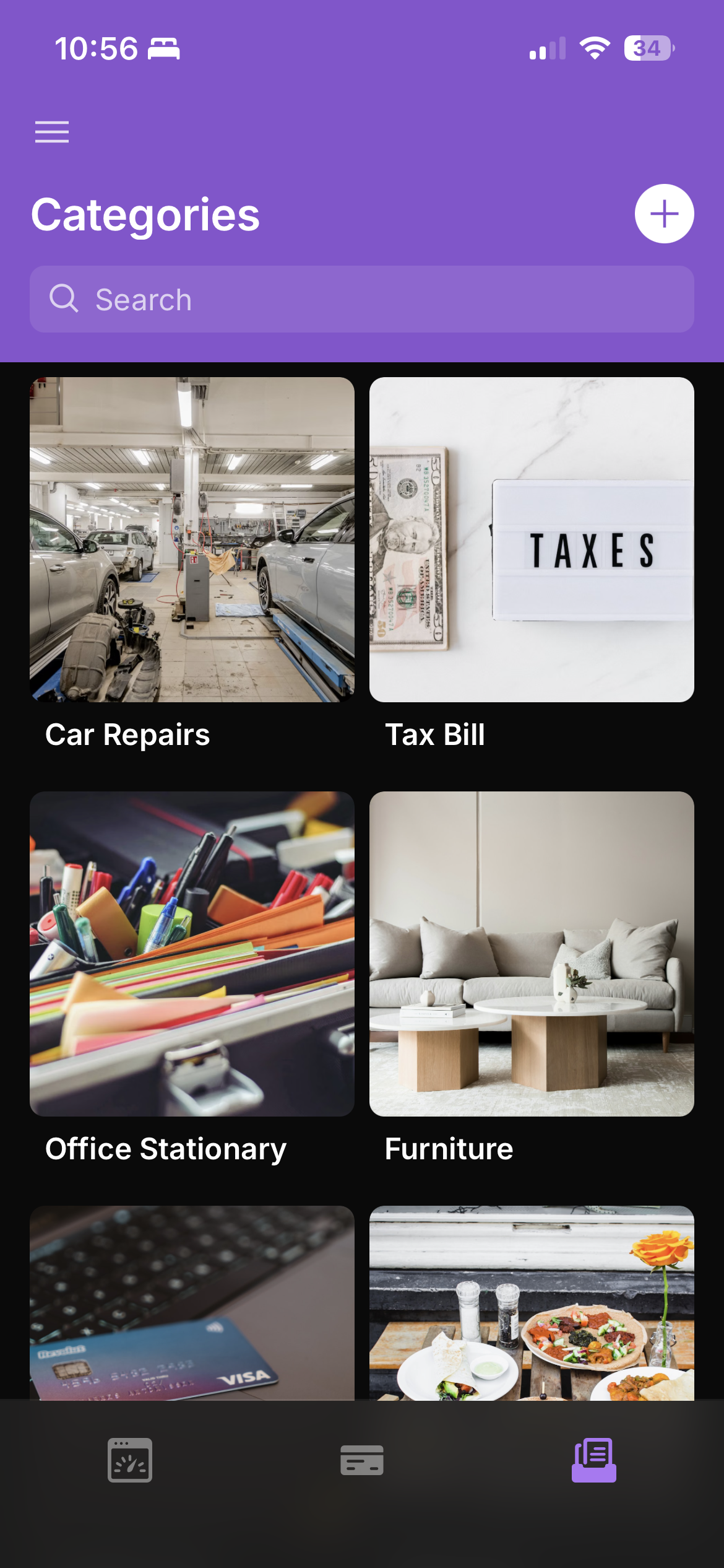 Glide app: categories grid