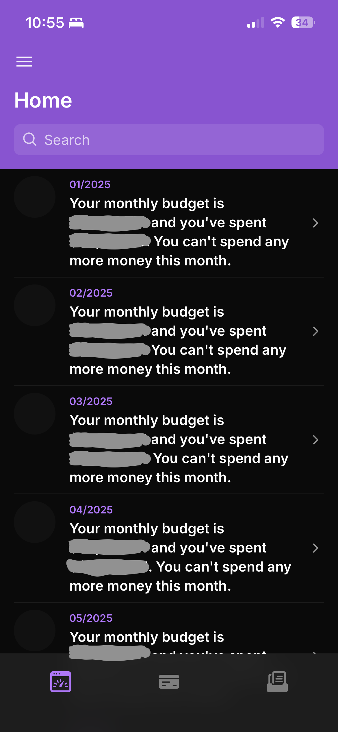 Glide app: home budgets overview